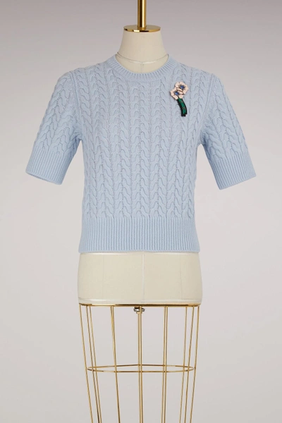 Shop Miu Miu Short-sleeved Cashmere Sweater In Nube