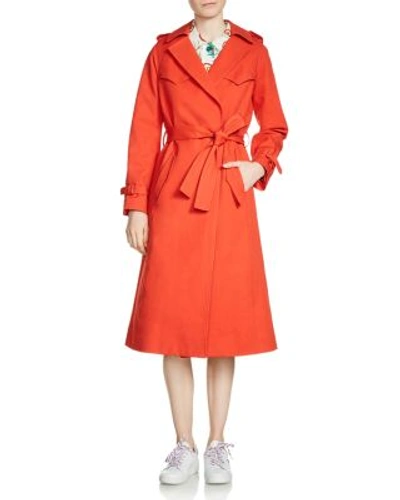 Maje Goldie Trench Coat In Red