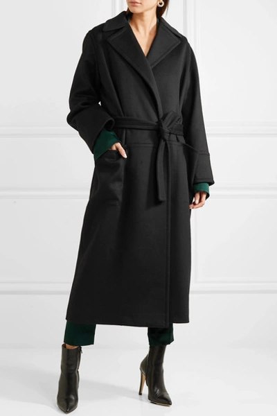 Shop Pallas Belted Wool-blend Coat