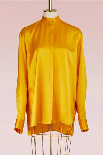 Shop Haider Ackermann Collarless Silk Shirt In Yellow