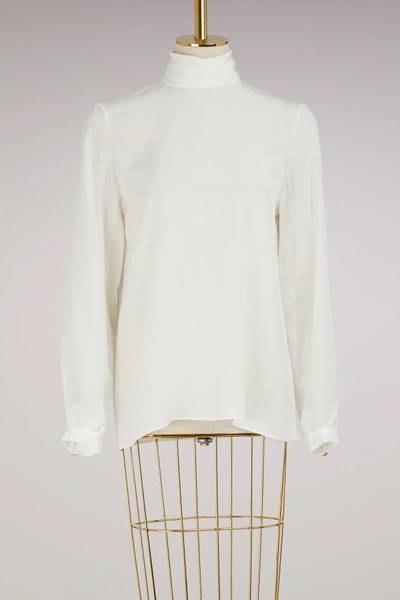 Shop Vanessa Seward Silk Chini Blouse In Blanc