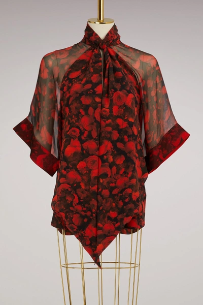 Shop Givenchy Lavallière Collar Shirt In Rouge