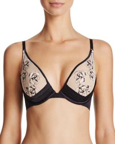 Womens Calvin Klein Black Temptation Floral Embroidered Triangle