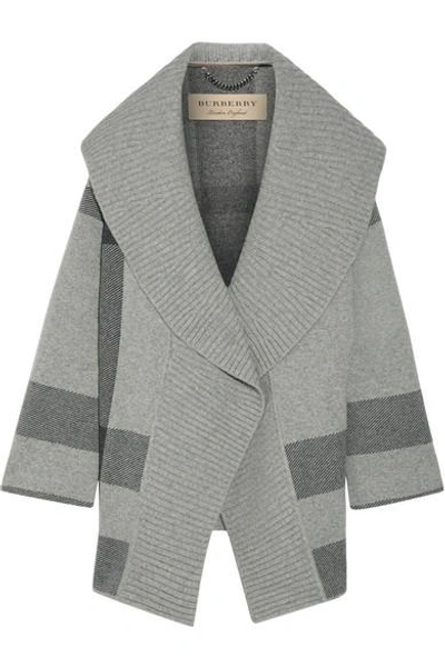 Shop Burberry Checked Wool-blend Cardigan