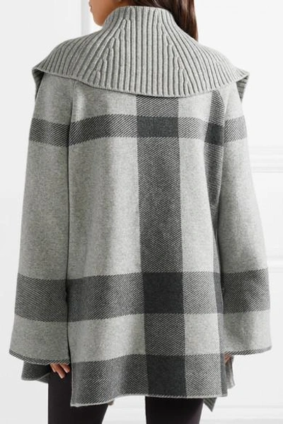 Shop Burberry Checked Wool-blend Cardigan