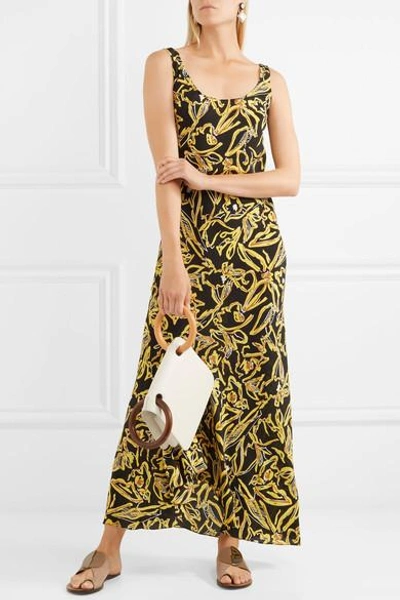 Shop Diane Von Furstenberg Printed Silk Maxi Dress In Yellow