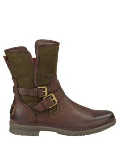 Shop Ugg Simmens Leather & Felt Shearling-lined Boots In Brown