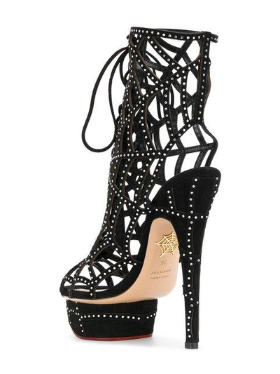 Shop Charlotte Olympia Embellished Web Sandals - Black