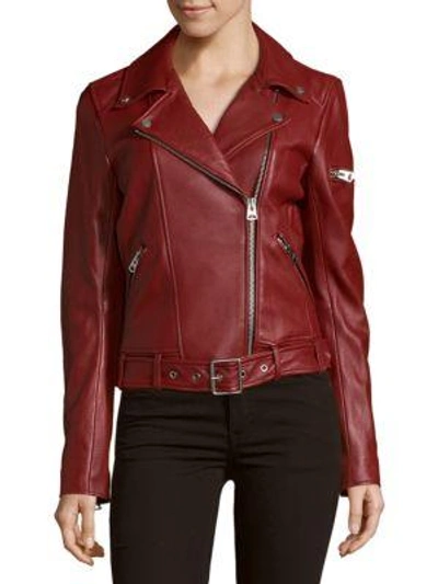 Shop 7 For All Mankind Solid Leather Moto Jacket In Black