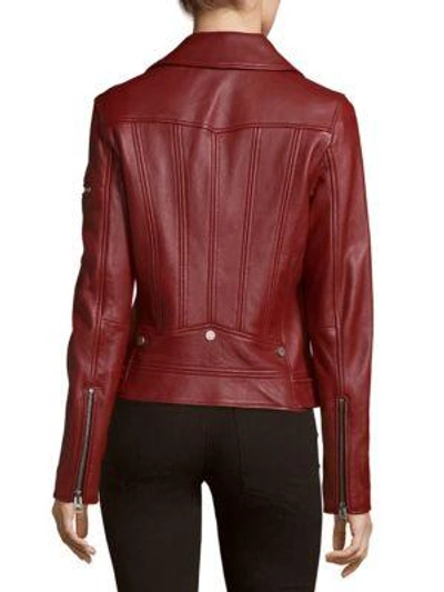 Shop 7 For All Mankind Solid Leather Moto Jacket In Black