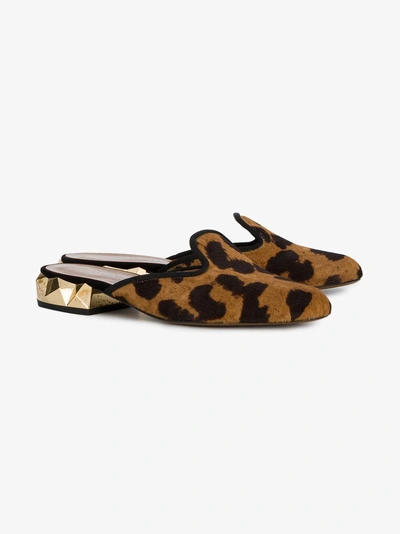 Shop Darmaki Leopard Print Mules In Brown