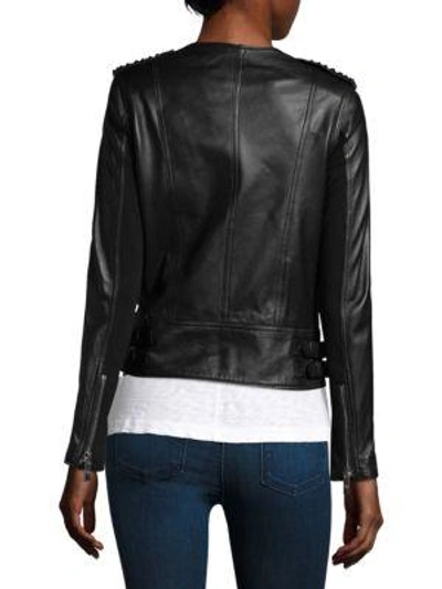 Shop Nour Hammour Erin Studded Leather Moto Jacket In Black