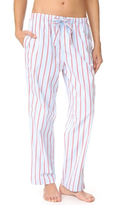 Sleepy Jones Marina Striped Cotton Pajama Pants In Blue/red