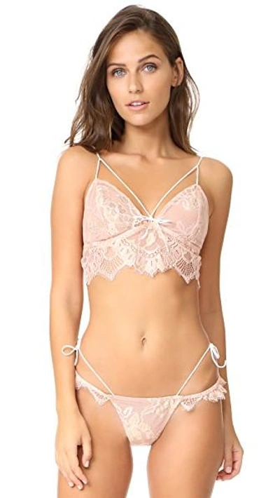 Shop For Love & Lemons Esme Foil Lace Thong In Blossom