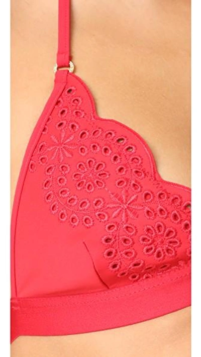 Shop Stella Mccartney Broderie Anglaise Triangle Top In Tango Red