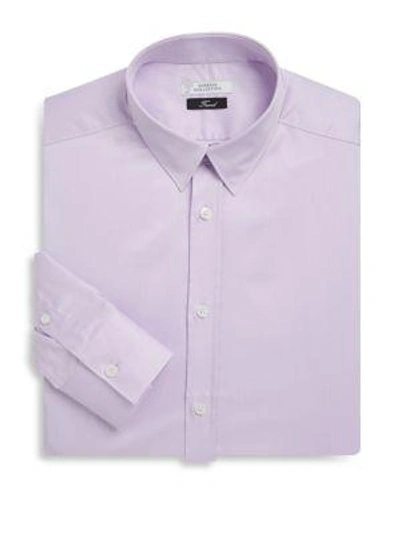 Shop Versace Cotton Twill Dress Shirt In Light Purple