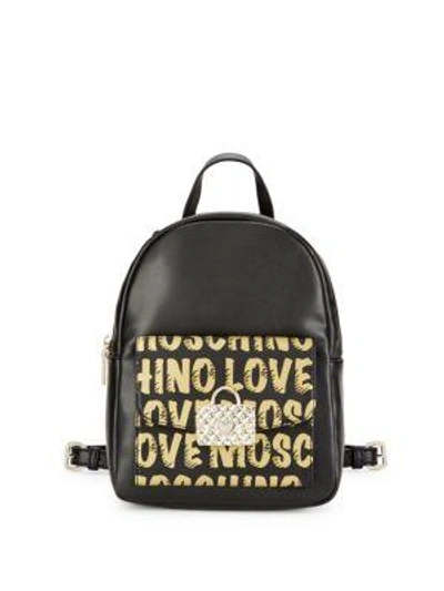 Love Moschino Faux Leather Backpack In Black