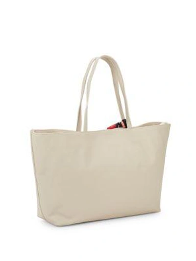Shop Love Moschino Faux Leather Logo Tote In Ivory