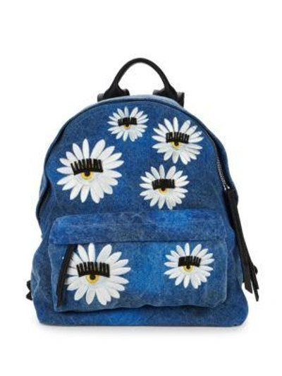 Shop Chiara Ferragni Daisy Backpack In Blue Jeans
