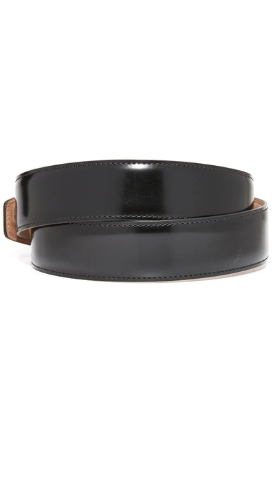 Shop Ferragamo Double Gancio Outline Leather Belt In Black/gunmetal