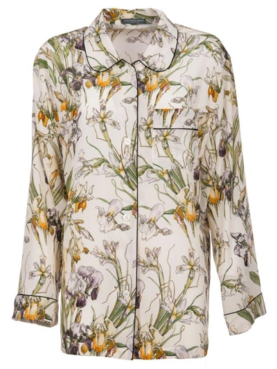 Shop Alexander Mcqueen Wild Iris Pajama Top In Ivory