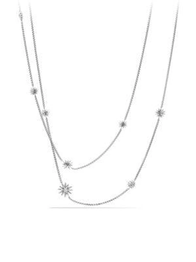 Shop David Yurman Starburst Station Chain Necklace With Diamonds In Silver