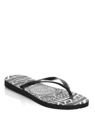 Havaianas Slim Mandal Flip-flops Women's Shoes In Black/white