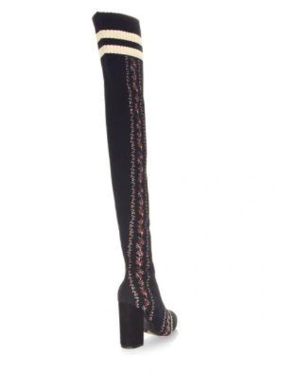 Shop Tabitha Simmons Irina Over-the-knee Knit Boots In Black Multi