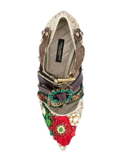 Shop Dolce & Gabbana Buckle Strap Embellished Pumps In Metallic