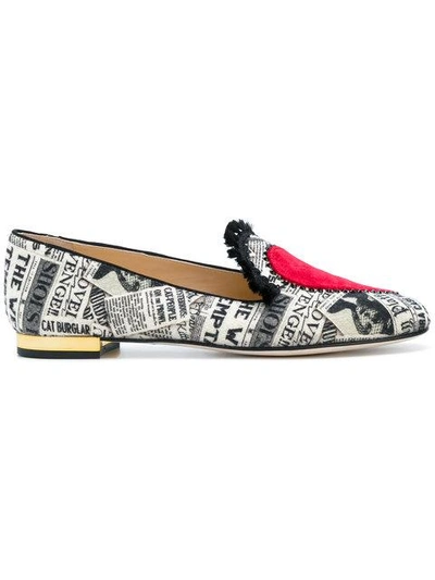 Shop Charlotte Olympia Printed Slippers - Black