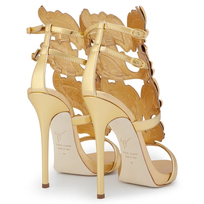 Shop Giuseppe Zanotti - Mirrored Gold Leather 'cruel' Sandal Cruel