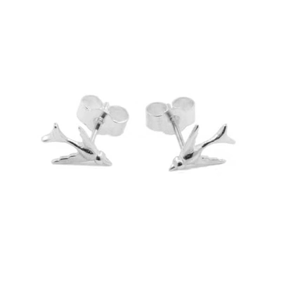 Gucci Tiny Swallow Stud Earrings Silver In Metallic