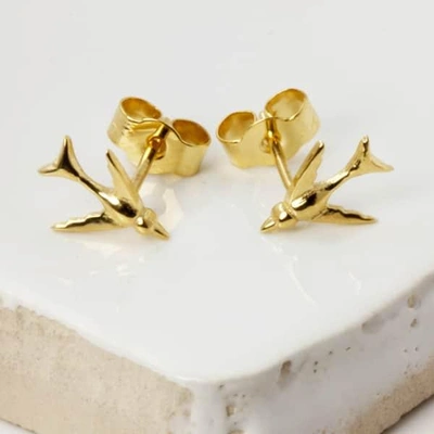 Gucci Tiny Swallow Stud Earrings Gold Vermeil
