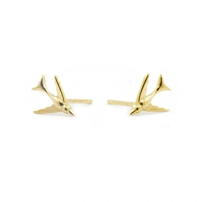 Gucci Tiny Swallow Stud Earrings Gold Vermeil