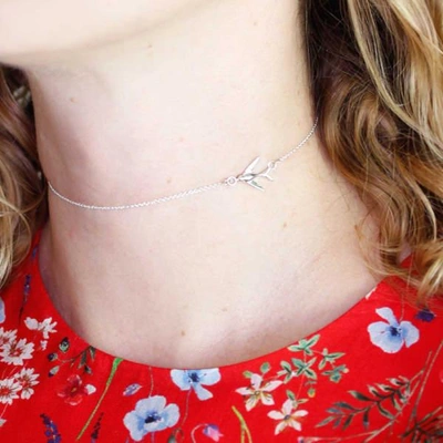 Gucci Swallow Choker Necklace Silver