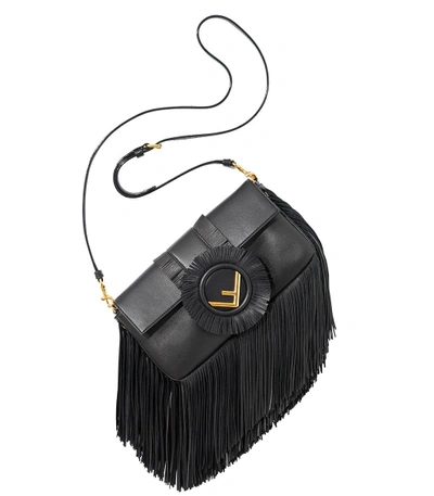 Shop Fendi Black Fringe Shoulder Bag