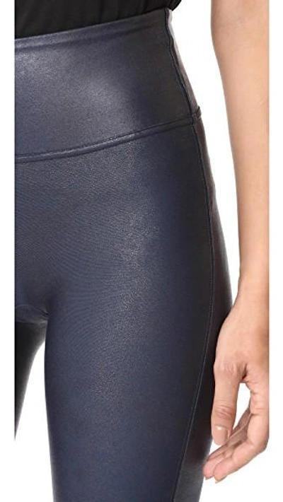 Shop Spanx Faux Leather Leggings In Night Navy