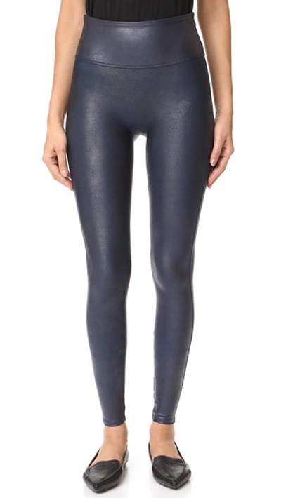 Spanx Faux Leather Leggings In Night Navy