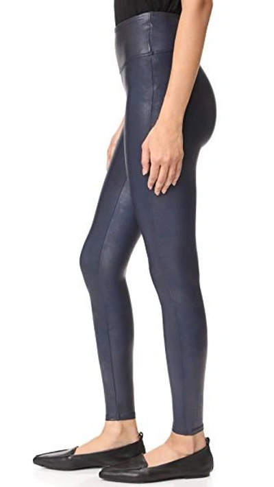 Shop Spanx Faux Leather Leggings In Night Navy