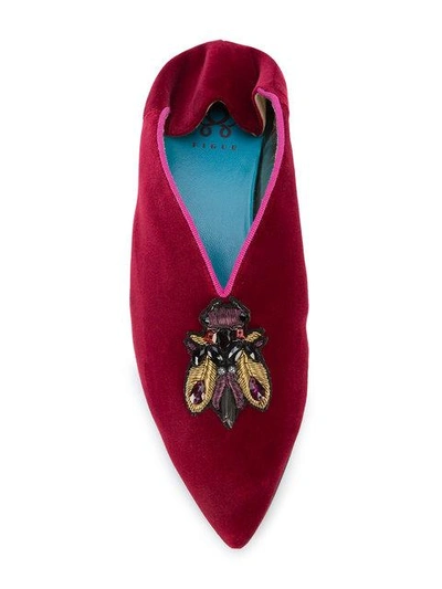 Shop Figue Embroidered Mules In Red