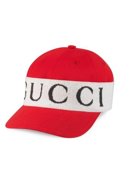 Shop Gucci Knit Band Ball Cap - Red In Red/ White