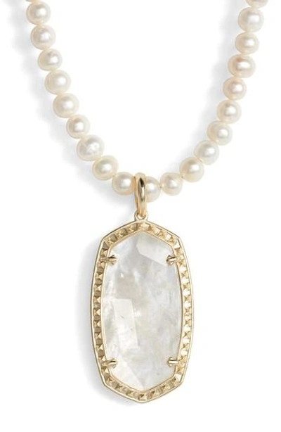 Shop Kendra Scott Marlow Pendant Necklace In Crystal Ivory Illusion/ Gold