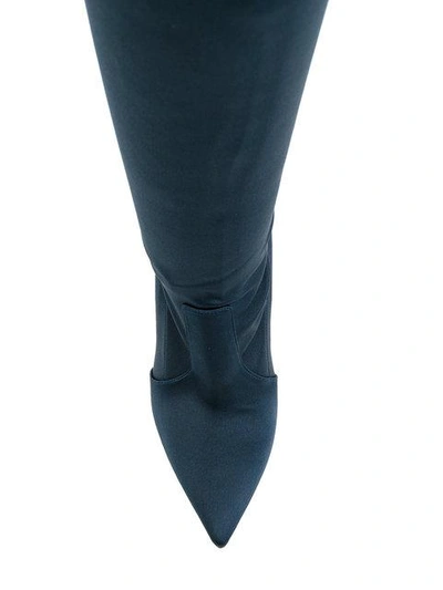 Shop Casadei Over-the-knee Techno Blade Boots In Blue