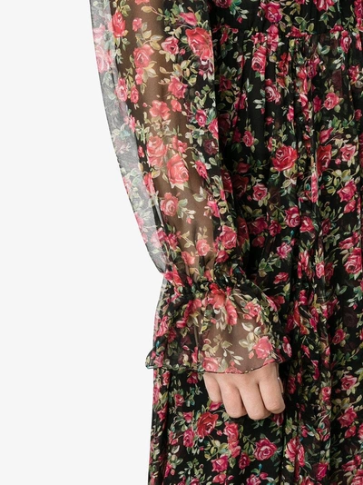 Shop Dolce & Gabbana Rose Print Maxi Dress In Black