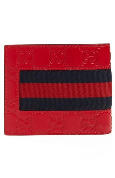 Shop Gucci New Web Wallet In Red