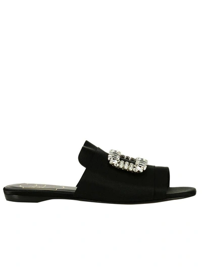 Shop Roger Vivier Flat Sandals Shoes Women  In Black