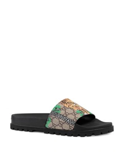 Shop Gucci Pursuit Treck Slide Sandals In Beige