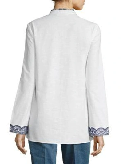 Shop Tory Burch Tory Embroidered Tunic In White