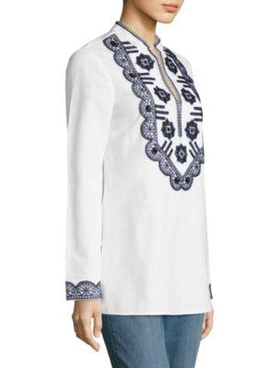 Shop Tory Burch Tory Embroidered Tunic In White