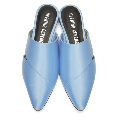 Shop Opening Ceremony Blue Satin Livre Mules In 4502 Dust Blue